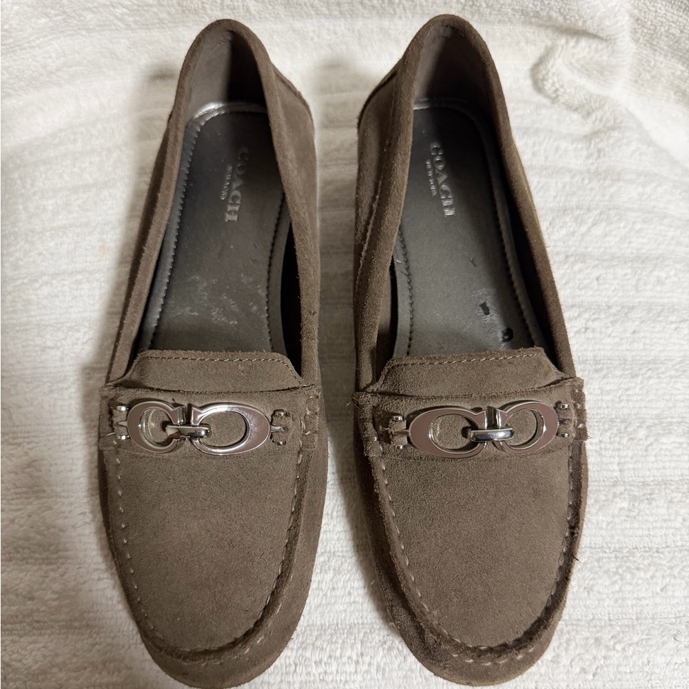 Coach Women Fortunata Taupe Suede Loafers 7.5B